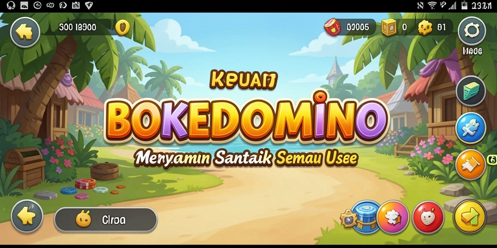 Tampilan gameplay BOKEDOMINO yang seru dan menghibur.