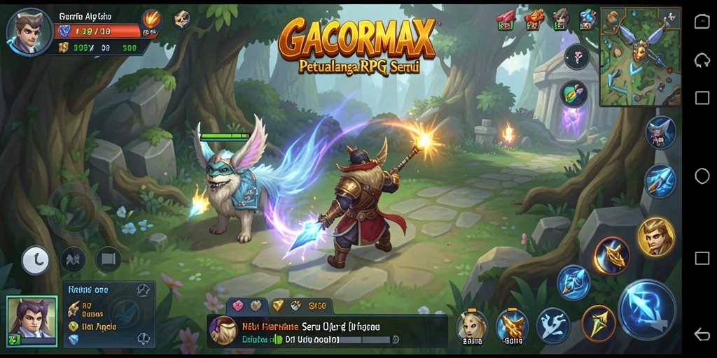 Screenshot GACORMAX menunjukkan aksi seru dalam pertarungan RPG.